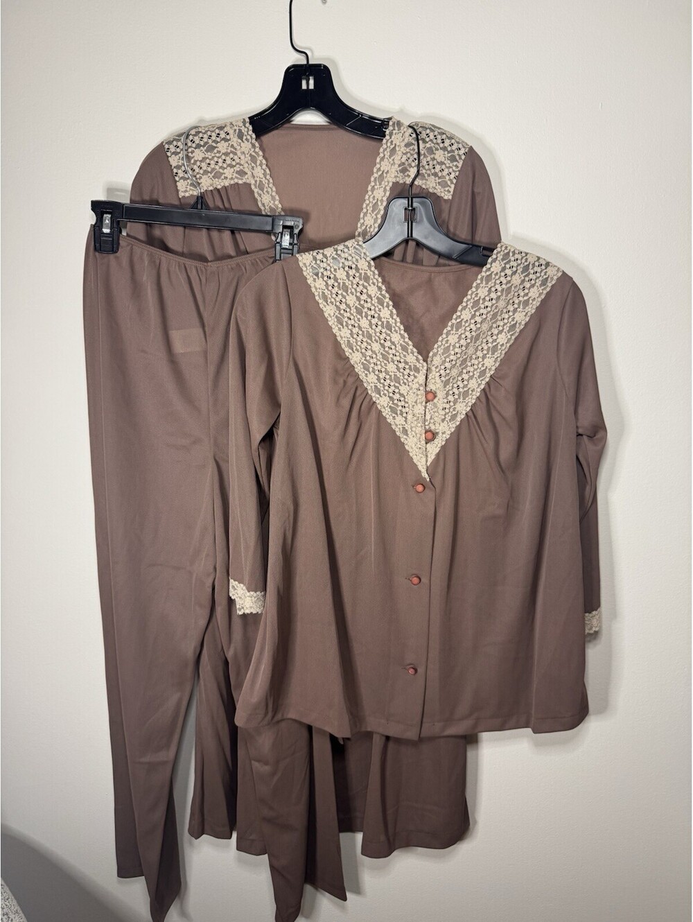 Vtg Dixie Belle 3pc Lingerie Pajama Robe Set NWT Nylon Lace S 32-34 USA